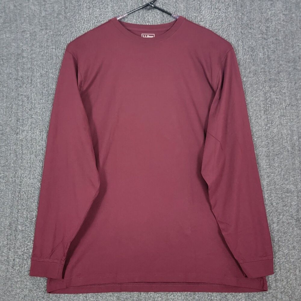 LL Bean Carefree Unshrinkable Tee Mens XL Tall Red Traditional Fit T-Shirt NEW